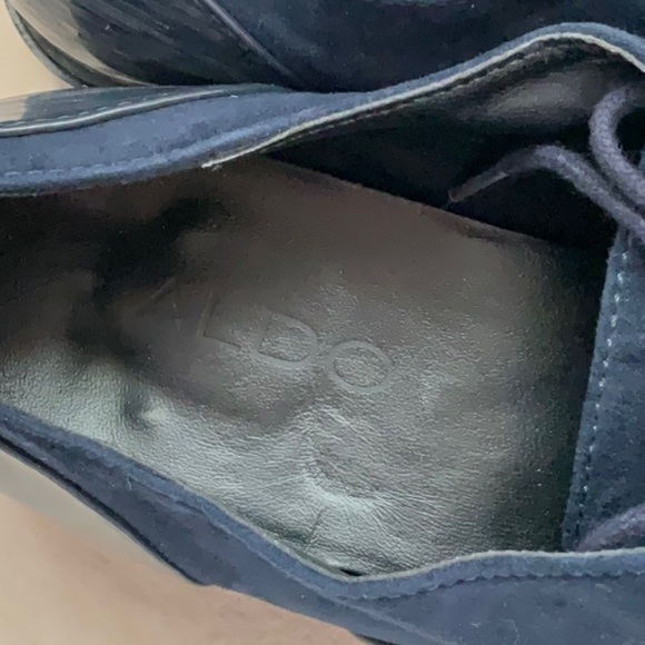 Navy Blue Patent Leather Oxford Shoes - Picture 7 of 10